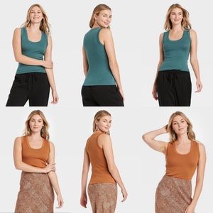 2 A New Day tank tops in Medium, teal and rust